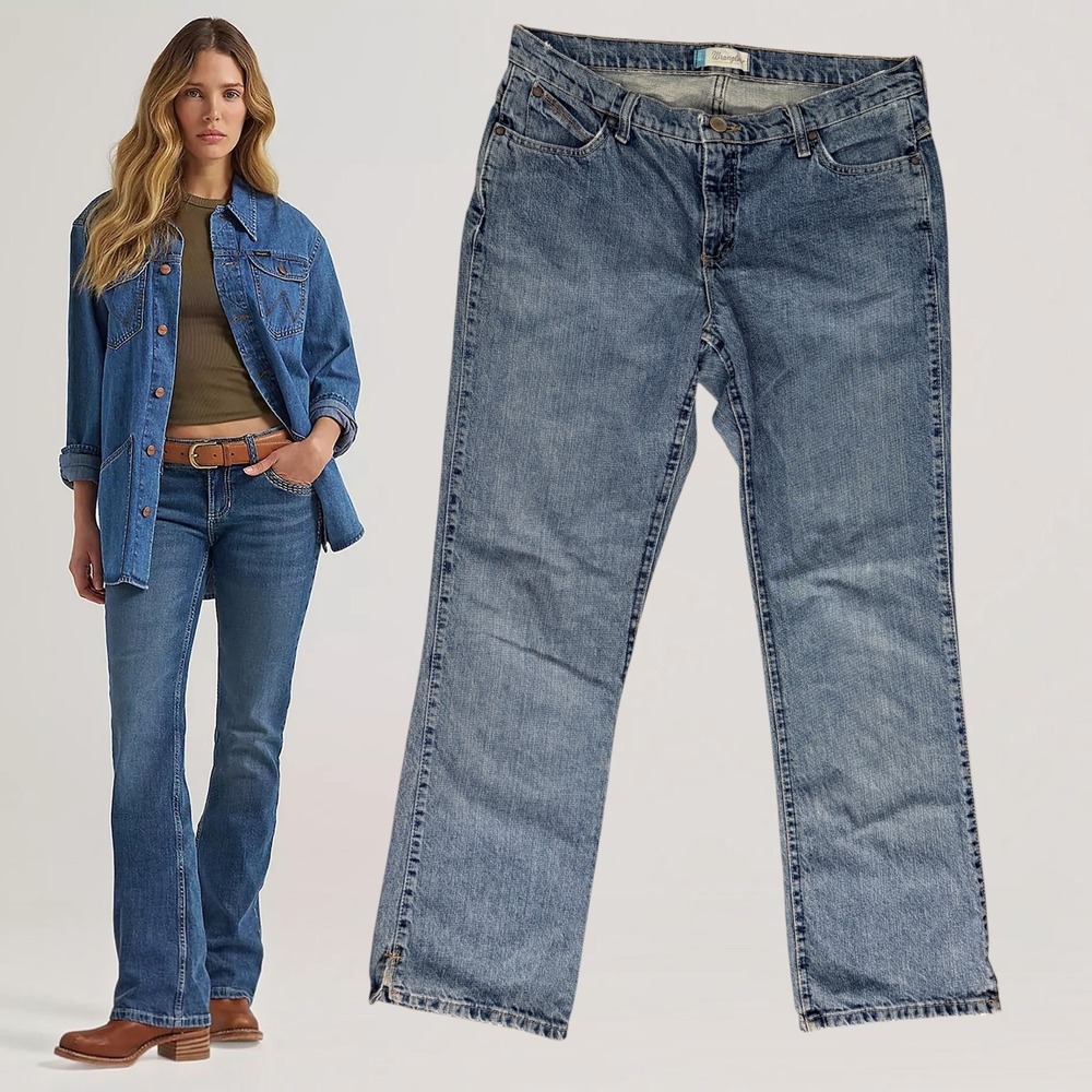 Wrangler Jeans Cash Cowgirl Cut Ankle Slit Blue 11/12x32